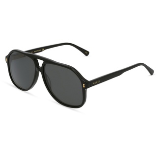 Gucci GG1042S Herren-Sonnenbrille Vollrand Pilot Kunststoff-Gestell, schwarz