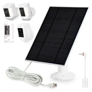 6W Solarpanel für Ringkamera, Solar Panel kompatibel mit Ring Spotlightcam Plus/Pro und Stick Up Cam, Solar-Ladegerät mit 3 m Kabel, Solarpanel 5V mit Type-C und USB-C Anschluss, Ring Solar Panel