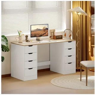 Homcom Schreibtisch 140 x 53 x 75 cm Weiß