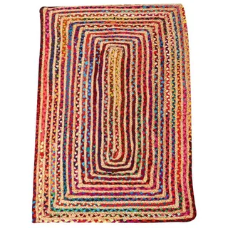Casa Moro Teppich Jute Teppich Esha bunt rechteckig, Teppichläufer im Boho-Stil, rechteckig, Geschenkideen 80 cm x 120 cm