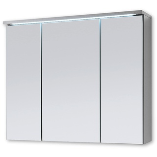 Stella Trading TWO Spiegelschrank Bad mit LED-Beleuchtung in Titan / Weiß - Badezimmerspiegel Schrank mit viel Stauraum - 100 x 68 x 22,5 cm (B/H/T)