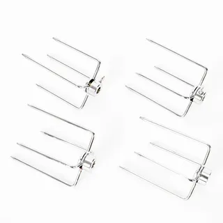 Fleischklammer für Drehspieß,4 Stück Edelstahl Spießgabel Grillspieß, Fleischklammer für Drehspieß für Hähnchen, Schaschlik und vieles mehr