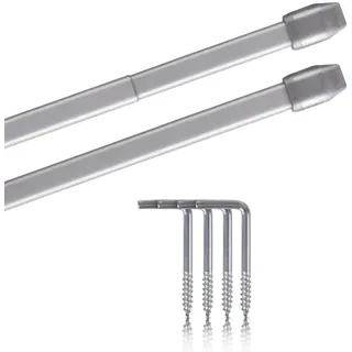BestLivings Scheibenstange 1-läufig Ø 10 mm 60 - 90 cm Silber/Weiß