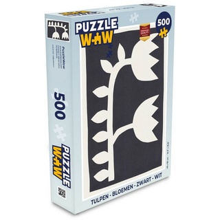 MuchoWow Puzzle Tulpen - Blumen - Schwarz - Weiß, 500 Puzzleteile, Foto-Puzzle, Bilderrätsel, Puzzlespiele, Spielzeug bunt