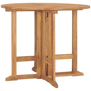 furnicato Gartentisch Naturholz Esstisch 90 x 75 cm klappbar für deinen Außenbereich (1-St) braun Rund | 90 cm x 75 cm