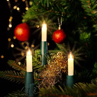CLGarden Edition NARVA Premium Kerzen Lichterkette mit 20 mini Glas Schaftkerzen hell innen 220V Kabel grün DDR Weihnachtsbaumbeleuchtung