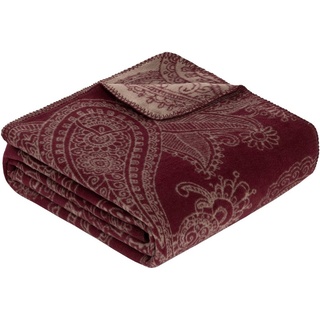 Wohndecke Jacquard Decke Salem, IBENA, mit elegantem Paisley Muster braun|rot