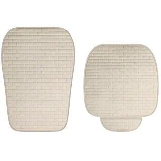 PODOFO Sitzkissen Autositzkissen Einzelblatt+Rückenlehne, Anti-Rutsch aus Leinen beige