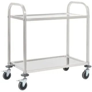 vidaXL 2-Stufiger Servierwagen 96,5 x 55 x 90 cm Edelstahl