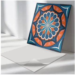Tulup Wandtattoo Fliesenfolie Mandala-Muster mit Blättern Selbstklebende (9 St) 30 cm x 30 cm