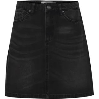 ICHI IHAVENY Damen Rock Jeansrock Minirock mit Eingrifftaschen Gürtelschlaufen A-Linie, Größe:36, Farbe:Washed Black (200341) - 36