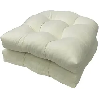 GRYYP 2er-Pack getuftete Sitzkissen für drinnen und draußen, 18,9" x 18,9" U-Form Ersatzkissen für Korbstuhl Sitz Terrassenmöbel Esszimmerstuhl Pad(Color:White)