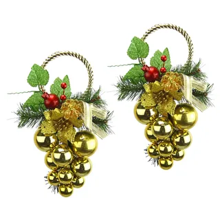 Hängende Wanddeko mit künstlicher Tanne Poinsettia Zapfen Schleife Blumendeko Weihnachtsdeko Türdeko Tür Wand Hänger Kranz Kränze Ranke Türkranz Weihnachtskranz Girlande Wanddekoration Dekoration