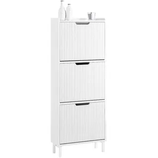 SoBuy Schuhkipper 50 x 130 x 19 cm mit 3 Klappen weiß