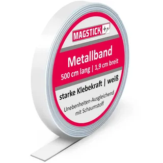 Magstick Stahlblech Magnetleiste 1,9 x 500 cm (2x2,5m) selbstklebend mag245 | Selbstklebende Stahlblech Magnet-Wandleiste als Haftgrund für Magnete, 19 mm Breit 5 Meter Lang 2x 2,5 m, für Magnete, 1 mm