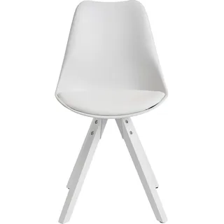 FineBuy Retro Esszimmerstuhl Kunstleder weiß 2er Set