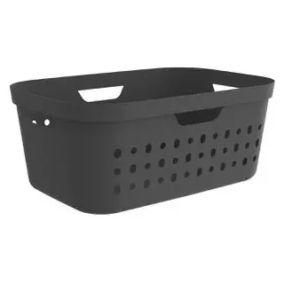 Rotho Wäschekorb Jona, anthrazit, mit 4 Griffen, aus Kunststoff, 56,6 x 23,3 x 38,5 cm, 39 Liter