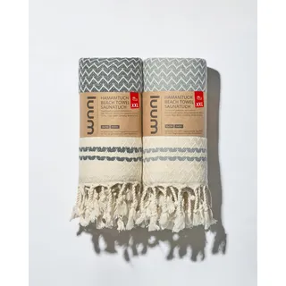LUUM Saunahandtuch Hamamtuch Strandtuch Picknickdecke Badetuch Reisehandtuch Saunatuch Saunakilt Damen Herren, Premium Baumwolle, kompakt, leicht, schnelltrocknend, Anthrazit/Silbergrau, 90x180, 2-Set