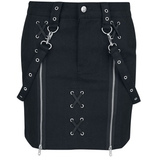 Gothicana by EMP - Gothic Kurzer Rock - Skirt with Eyelets and Straps - S bis XL - für Damen - Größe S - schwarz - S