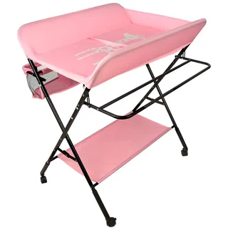 XUANYU Wickeltisch Klappbar, Höhenverstellbare Wickelkommode, Traglast bis 25 kg, Anwendbare Mütter Höhe: 145-175 cm (Rosa-schwarz)