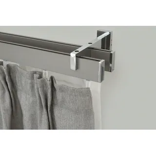 GARESA Gardinenstange FLAT 2-läufig Ø 0 mm 160 cm Silber