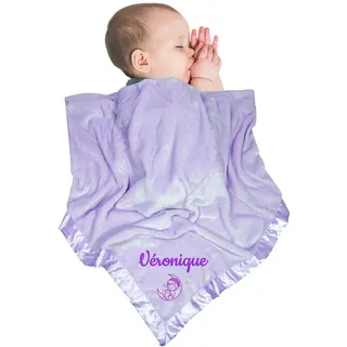 Personalisierte Babydecke mit Namen, individuell bestickte Decke für Neugeborene Jungen und Mädchen, einzigartiges Babyparty-Geschenk für Kinderzimmer, Kinderwagen, Autositz, Kinderbett (Lila)