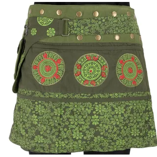 Guru-Shop Minirock Wickelrock, kurzer Rock, Cacheur, Mandala.. alternative Bekleidung grün