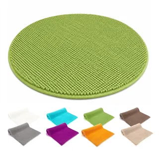 heimtexland ® Badvorleger Chenille Super Flauschig Saugstark Badteppich Badematte Ökotex Typ771 Grün 60 cm rund