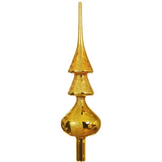 zeitzone Christbaumspitze Gold Verziert Glitzer Echt Glas Weihnachtsbaumspitze 34cm