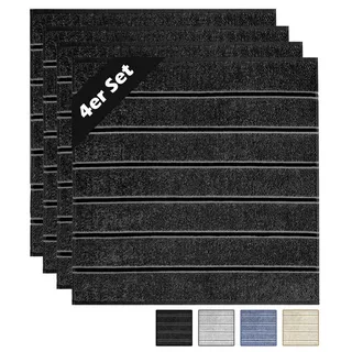 Lashuma Geschirrtuch Frottee Luzern, (Set, 4-tlg., 50 x 50 cm), Küchenhandtücher 50x50 cm schwarz