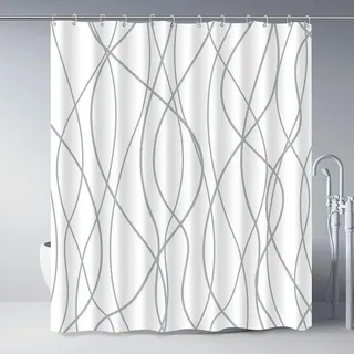 luxuskollektion Duschvorhang 180 x 200 cm weiß gestreift