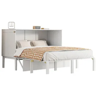 Flieks Schrankbett Holzbett Doppelbett Klappbett 140x200cm weiß