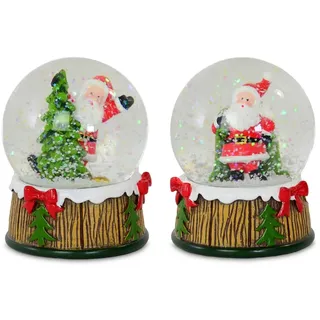G. Wurm LED Schneekugel Weihnachtsmann Santa (2er Set) - Weihnachtsdeko mit Schneegestöber, Winterdeko, Deko Weihnachten, Advent Dekoration