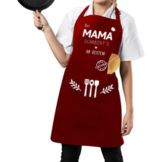 Tarklanda Mama Geschenke Schürze Verstellbare Kochschürze Damen Weinrot Backschürze als Geburtstagsgeschenk, Muttertagsgeschenke, Geschenk für Mama zum Geburtstag, Muttertag
