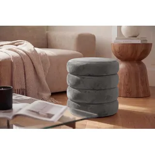 riess-ambiente Polsterhocker VOGUE 50cm champagner grau - Samt, Stauraum, gepolstert, rund, retro (Einzelartikel, 1 St), Eleganter Sitzhocker- ideal für Ankleide, Flur, Wohnzimmer & Garderobe grau|rot