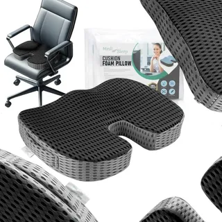 Orthopädisches Sitzkissen aus Memory-Schaum - Schwarz - Ergonomisches Kissen für Sessel, Autositz, Stuhl - Erhöht Sitzkomfort & Entlastet den R... - Schwarz