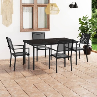Gartenmöbel-Set 5-tlg. Garten-Essgruppe & wetterfest – Sitzgruppe mit Tisch & Stühle, Stahl