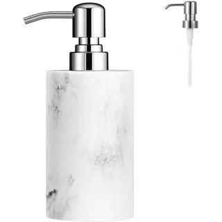 Luxspire Marmor Seifenspender, 320 ml Flüssigseifen Spülmittel Spender aus Harz, Nachfüllbar Handwäsche Pumpspender Elegant Zubehör Deko Seifendosierer für Bad Waschbecken Kitchen, Marmormuster