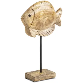 Deko-Figur Fisch 28 cm Holz Braun