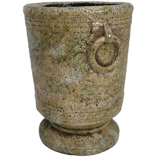 B & S Blumenkübel Vase Pokal im Antik Shabby Steinoptik H x Ø: 22 x 16 cm