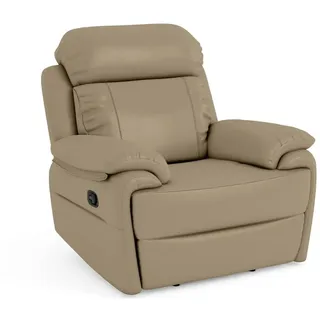 Orlando Relaxsessel Echtleder Cappuccino-Beige 99x98x104 – Fernsehsessel mit Liegefunktion – Komfortabler Polstersessel Zero Wall für Wohnzimmer – Ergonomischer Ledersessel, Klassisches Design