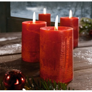Duftkerze "Zimtapfel" 4er Set aus Echtwachs, Stumpenkerzen mit weihnachtlichtem Duft
