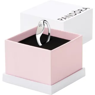 Pandora Siegelring Halbiert Emaille Silber Weiß Gr. 60