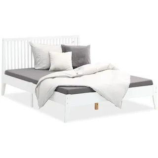 Homestyle4u Bett Weiß, Holz Kiefer, 140x200 cm, Schlafzimmer, Betten