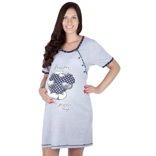 MijaCulture Mija - 2 in1 Hübsches Stillnachthemd & Umstandsnachthemd Nachthemd 2056 U (XL / 42, Marine) - XL