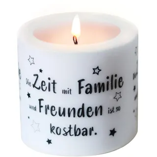 Kerze Kostbare Zeit als Tischdeko oder Geschenk für Geburtstag Weihnachten Kommunion Konfirmation Taufe Hochzeit. Kerze mit Motiv als originelle Deko Ø8 x Höhe 7,5cm