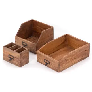 DESIGN DELIGHTS Aufbewahrungsbox Schreibtisch Organizer Set 3-tlg. braun