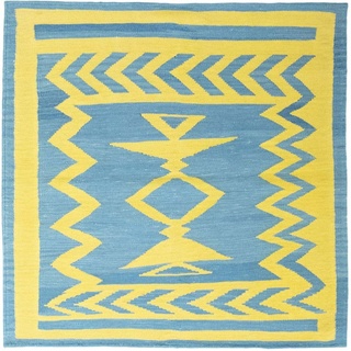 Designteppich Elysian Delusion 120x118 Handgewebter Orientteppich / Perserteppich, Nain Trading, quadratisch, Höhe: 8 mm beige|blau|gelb