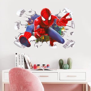 T-YU Wandaufkleber mit Superhelden-Motiv, abnehmbar, für Kinder, Jungen, 3D-Avengers, Spider-Man, Wandaufkleber, Abziehbild und Aufkleber für Wände, Wohnzimmer, Heimdekoration (40 x 60 cm)