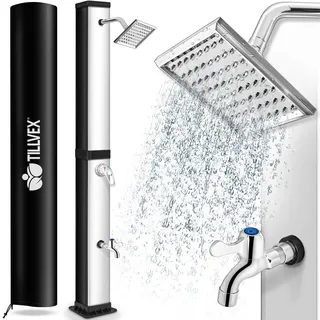 tillvex® Solardusche 40 Liter inkl. Abdeckung | Gartendusche warmes Wasser